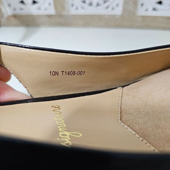 Trotters Womens Sz 10N Pella Black Full Leather Slingback Low Heels Dress Shoes - Picture 6 of 11